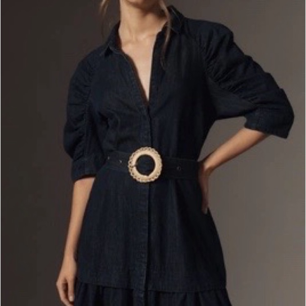 Sam Edelman Dark Blue Dress with Light Tan Belt